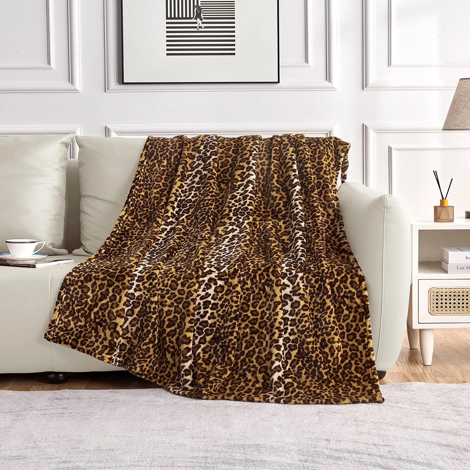 Cozy Leopard Fleece Throw
