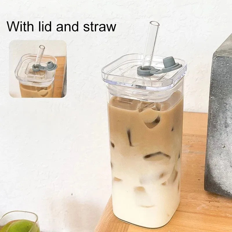 Glass Tumbler Set with Lid & Straw