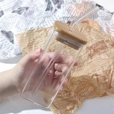 Glass Tumbler Set with Lid & Straw